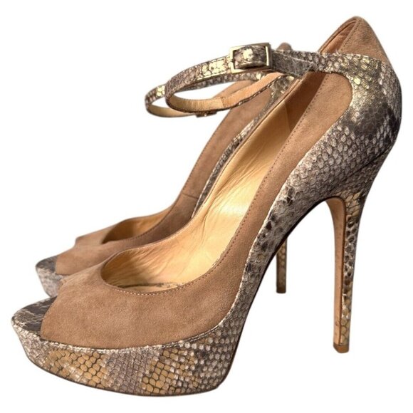 Authentic JIMMY CHOO Suede Snakeskin-Accented 5" high‎ Pumps (SIZE 39) - Picture 3 of 10